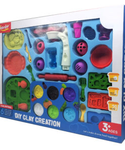 al3aby 88 Keylucker DIY Clay Creation Dessert Salon – 29-Piece Modeling Dough Ice Cream & Cake Maker Station with 6 Vibrant Colors, Extruder Machine, and Play Sundae Dinnerware