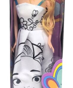 Girl Stylish Fashion Handbags DIY Coloring Doll – Customizable Runway Gown Design Kit with Washable Canvas Dress & 5 Vibrant Magic Marker Pens