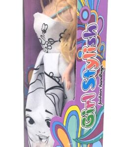 Alternative view of Girl Stylish Fashion Handbags DIY Coloring Doll – Customizable Runway Gown Design Kit with Washable Canvas Dress & 5 Vibrant Magic Marker Pens