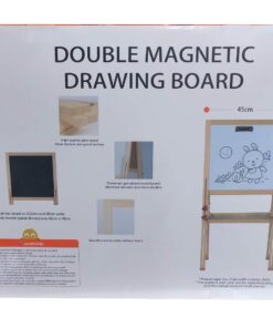 Alternative view of Premium Double Magnetic Drawing Board (Type D) – Medium Height-Adjustable Wooden Learning Easel with Top Paper Binder, Moisture-Resistant Whiteboard & Slate Chalkboard
