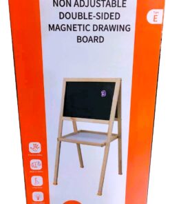 Premium Non-Adjustable Double-Sided Magnetic Drawing Board (Type E) – Compact Solid Pine Wood Floor Easel with Moisture-Resistant Whiteboard & Traditional Chalkboard