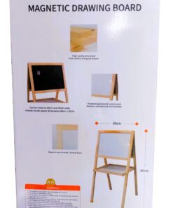 Alternative view of Premium Non-Adjustable Double-Sided Magnetic Drawing Board (Type E) – Compact Solid Pine Wood Floor Easel with Moisture-Resistant Whiteboard & Traditional Chalkboard