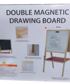 Alternative view of Premium Double Magnetic Drawing Board (Type C) – Extra-Tall Height-Adjustable Wooden Learning Easel with Top Art Paper Binder, Galvanized Whiteboard & Slate Chalkboard