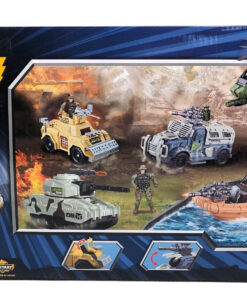 Alternative view of Military Army Situational Games Amphibious Patrol & Air Support Playset – Combat Recon Helicopter with Armored Gunboat, 2 Articulated Soldiers & Tactical Armored Car