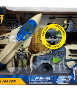 al3aby 84 Military Army Situational Games Heavy Armored Recon Playset – Supersonic Fighter Jet with Mounted Radar Patrol Truck, Micro Scout Helicopter, Weapon Rack & Articulated Soldier
