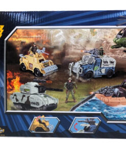 Alternative view of Military Army Situational Games Heavy Armored Recon Playset – Supersonic Fighter Jet with Mounted Radar Patrol Truck, Micro Scout Helicopter, Weapon Rack & Articulated Soldier