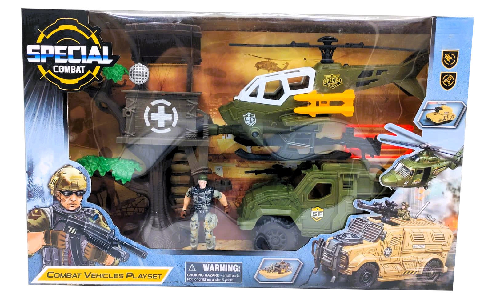 Special Combat Vehicles Playset Medical Outpost Pack – Jungle Camouflage Field Ambulance Truck with Tactical Support Helicopter, Treehouse Medic Station & Commando Figure 1 Special Combat Vehicles Playset Medical Outpost Pack – Jungle Camouflage Field Ambulance Truck with Tactical Support Helicopter, Treehouse Medic Station & Commando Figure