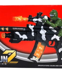 al3aby 76 Electric Flash Gun Z Super Shooting Tactical Blaster – 41cm Battery-Operated Combat Toy Rifle with Flashing LED Lights, Realistic Firing Sounds, Simulated Recoil Vibration & Revolving Barrel Elements