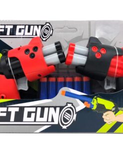 Soft Gun Multi-Barrel Dual Blaster Combat Set (Crimson Strike Edition) – 2-Pack Triple-Muzzle Foam Dart Shooters with Easy-Pull Pull-Ring Priming Slides & 6 Safety Suction Darts