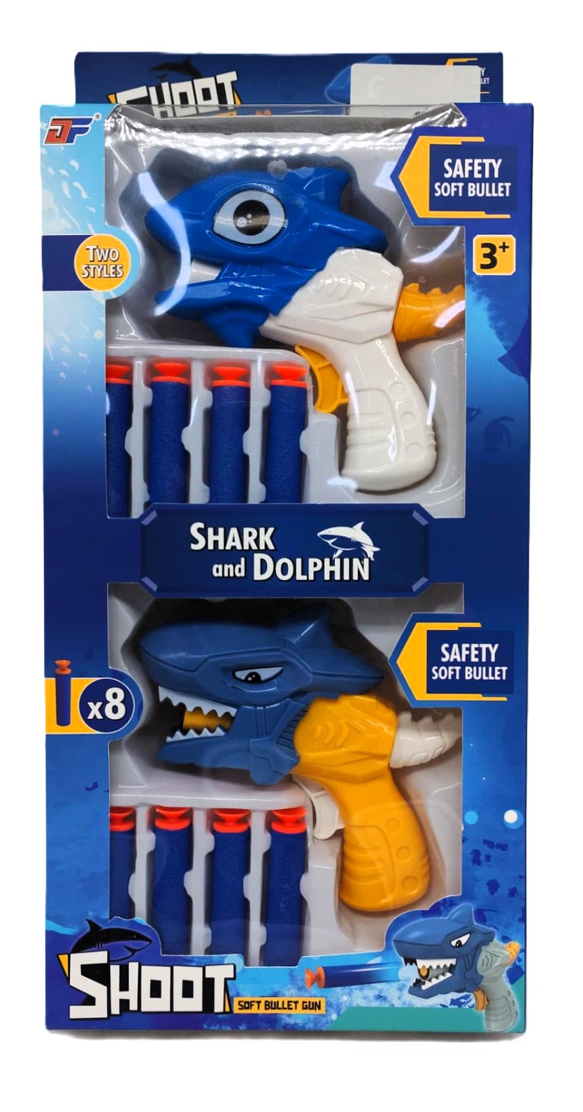 Shoot Soft Bullet Gun Shark & Dolphin Launcher Twin-Pack – 2-in-1 Dual Marine Beast Blaster Set with 8 Foam Suction Darts & Modular Interchangeable Animal Head Casings 1 Shoot Soft Bullet Gun Shark & Dolphin Launcher Twin-Pack – 2-in-1 Dual Marine Beast Blaster Set with 8 Foam Suction Darts & Modular Interchangeable Animal Head Casings