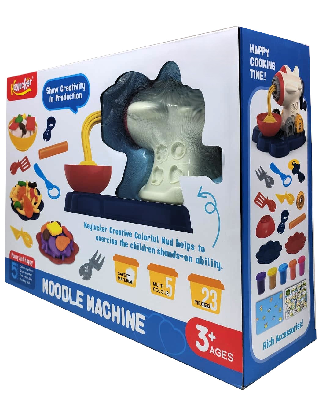 Keylucker Creative Colorful Mud Noodle Machine – 23-Piece DIY Modeling Dough Extruder Playset with 5 Vibrant Colors, Shaping Cutters, and Play Kitchen Dinnerware 4 Keylucker Creative Colorful Mud Noodle Machine – 23-Piece DIY Modeling Dough Extruder Playset with 5 Vibrant Colors, Shaping Cutters, and Play Kitchen Dinnerware - Image 4