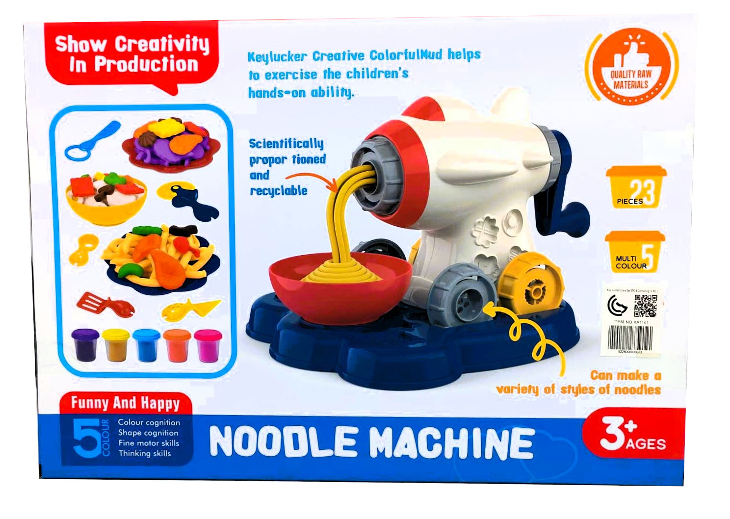 Keylucker Creative Colorful Mud Noodle Machine – 23-Piece DIY Modeling Dough Extruder Playset with 5 Vibrant Colors, Shaping Cutters, and Play Kitchen Dinnerware 2 Keylucker Creative Colorful Mud Noodle Machine – 23-Piece DIY Modeling Dough Extruder Playset with 5 Vibrant Colors, Shaping Cutters, and Play Kitchen Dinnerware - Image 2