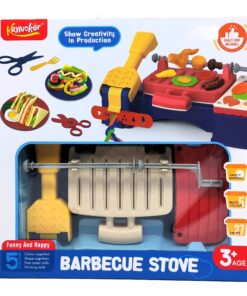al3aby 90 Keylucker Creative Barbecue Stove Playset – 27-Piece DIY Modeling Dough Grill & Rotisserie Station with 5 Vibrant Colors, Extruder Press, and Play Food Dinnerware