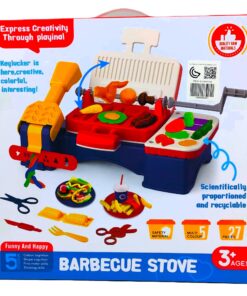 Alternative view of Keylucker Creative Barbecue Stove Playset – 27-Piece DIY Modeling Dough Grill & Rotisserie Station with 5 Vibrant Colors, Extruder Press, and Play Food Dinnerware