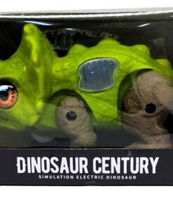 al3aby 82 Dinosaur Century Simulation Electric Triceratops – Battery-Operated Walking Ceratopsian Toy Figure with Prismatic LED Flashing Lights & Analog Dino Sound Effects
