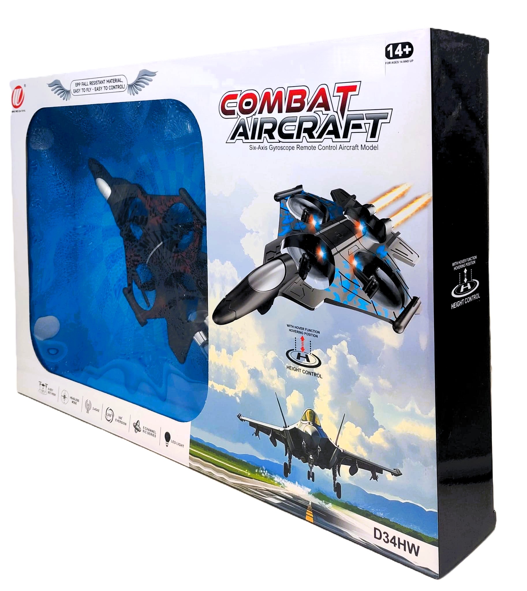Combat Aircraft Stealth V-Force RC Quadcopter Jet – 6-Channel 2.4GHz Remote Control Aerodynamic Stunt Drone with Six-Axis Gyroscope Stability, Barometric Hover Height Control & LED Flight Lights - الصورة 4