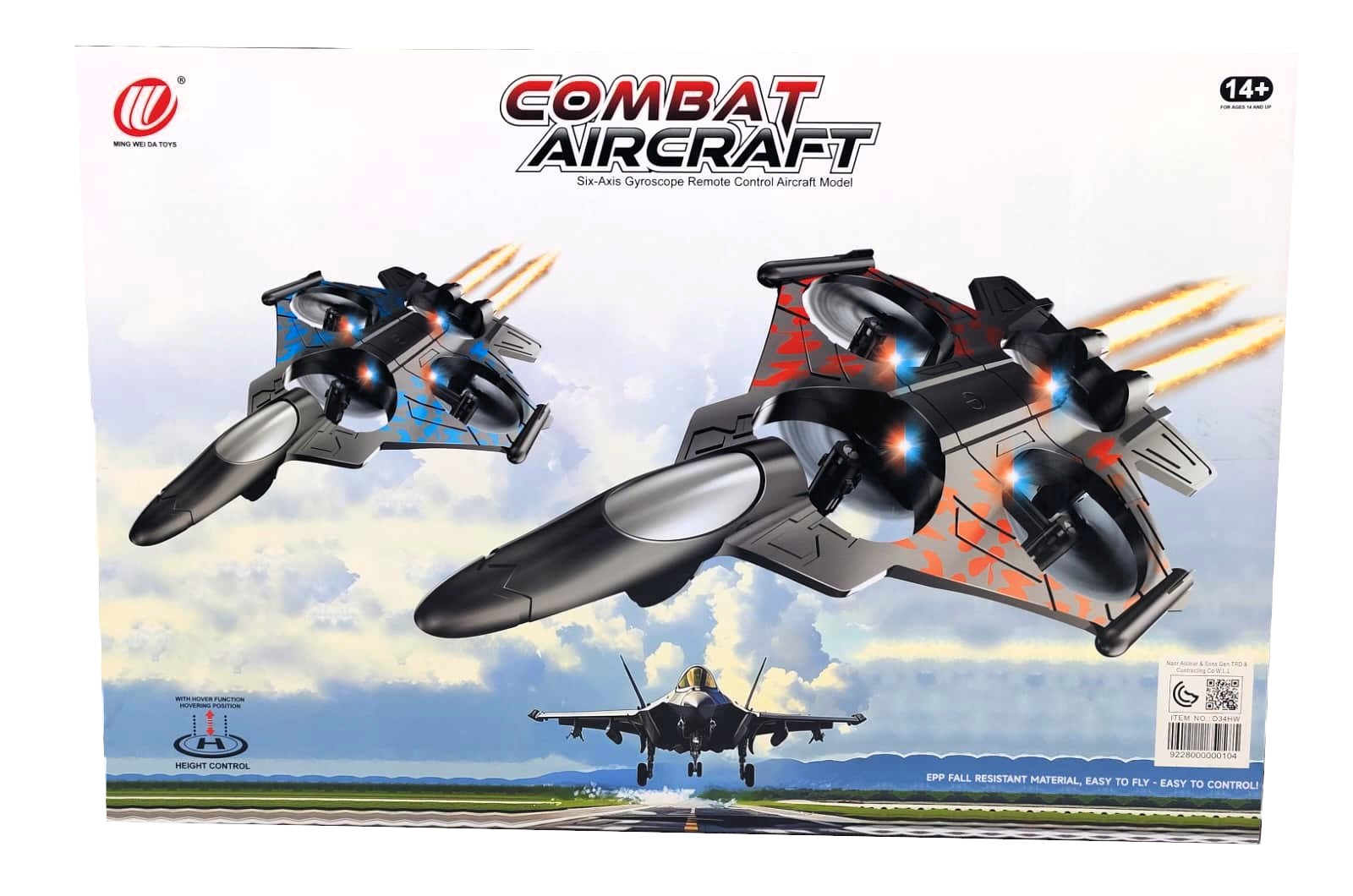 Combat Aircraft Stealth V-Force RC Quadcopter Jet – 6-Channel 2.4GHz Remote Control Aerodynamic Stunt Drone with Six-Axis Gyroscope Stability, Barometric Hover Height Control & LED Flight Lights - الصورة 2