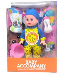Baby Accompany Interactive Doll Playset – Electronic Sound Features with Potty, Feeding Bottle, and Play Diaper