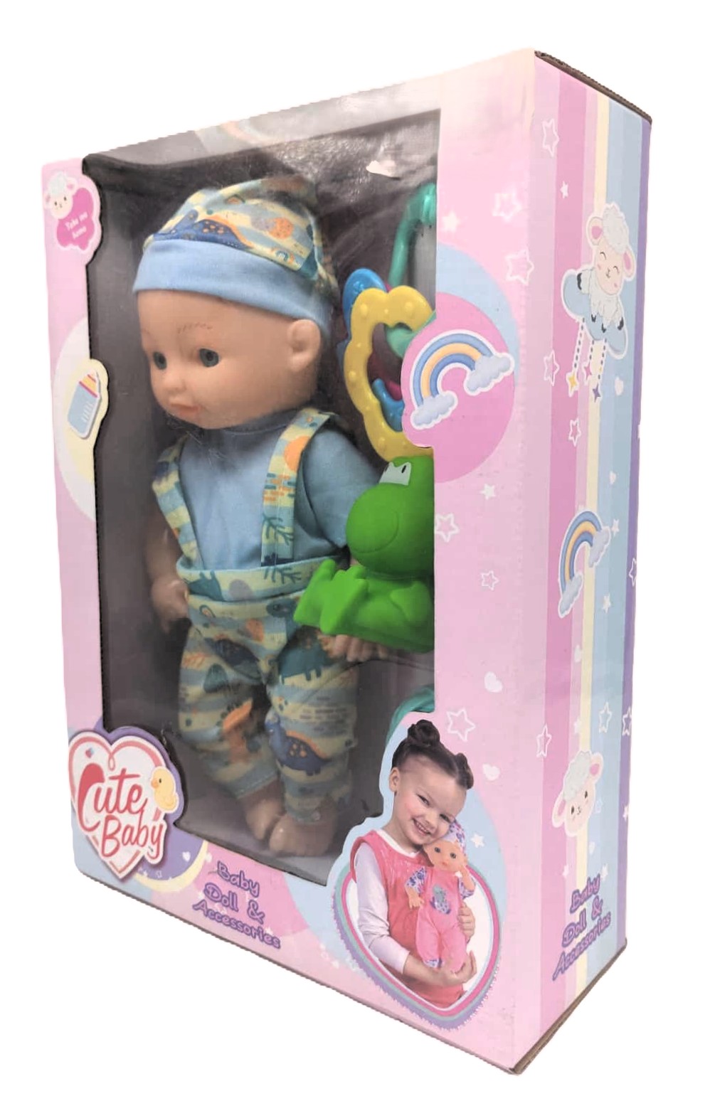 Cute Baby Dinosaur Outfit Doll & Accessories Playset – Early Toddler Nurturing Toy with Rattle and Bath Frog 4 Cute Baby Dinosaur Outfit Doll & Accessories Playset – Early Toddler Nurturing Toy with Rattle and Bath Frog - Image 4