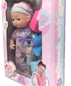 Alternative view of Cute Baby Rainbow Outfit Doll & Accessories Playset – Early Toddler Nurturing Toy with Rhino and Feeding Bottle