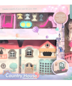 Kaibao Play House Series – Foldable Interactive Country House Playset with Mini Doll, Pet Figures, and Playground Accessories