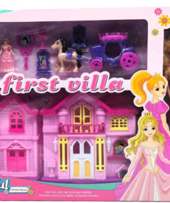al3aby 98 New Beautiful Dream House "My First Villa" Deluxe Princess Estate – Miniature Dual-Cottage Mansion Playset with Large Fashion Doll, Horse-Drawn Royal Carriage, Story Figures & Glamour Living Furniture