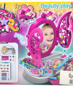 Alternative view of Girls Star Beauty Play Set & Jewelry Boutique – Interactive Vanity Mirror with Light, Sound, and DIY Bead Bracelet Making Kit