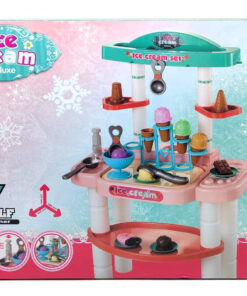 DIY Yourself Ice Cream Deluxe Stand – 37-Piece Pretend Dessert Shop with Working Water Pump, Display Racks, Scoops, and Pretend Sweets