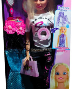 al3aby 104 Girl Beautiful My Fashion World Deluxe Salon & Jewelry Set – Large Interactive Singing Fashion Doll with Rooted Blonde Hair, Glamour Vanity Set, Changeable Turquoise Gala Gown, Custom Hair Bows & Chic Purse