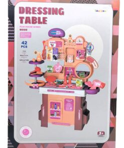 Play House Series Deluxe Dressing Table – 42-Piece Pretend Makeup Vanity Station with Styling Hairdryer, Mirror, and Beauty Accessories