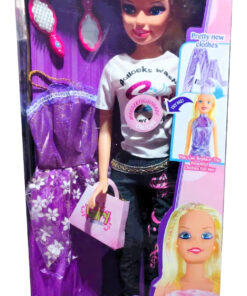 al3aby 108 Girl Beautiful My Fashion World Deluxe Salon & Wardrobe Set – Large Interactive Singing Fashion Doll with Rooted Blonde Hair, Multi-Outfit Clothing Accessories, Glamour Vanity Set & Chic Purse