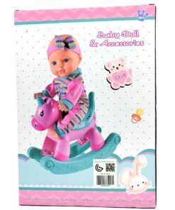 Alternative view of Cute Baby Rocking Unicorn Playset – Early Toddler Nurturing Doll with Toy Keys and Feeding Bottle