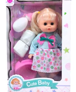 al3aby 96 Cute Baby Play Set Interactive Nurturing Station – Realistic Feeding, Diapering & Potty Training Doll with Soft-Grip Bottle, Fabric Diaper, Dinnerware Pack & Toddler Training Toilet