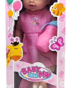 King Time Baby and Me 14-Inch Interactive Drink & Wet Doll – Pink Plaid Dress with Musical Bunny Potty and Bottle