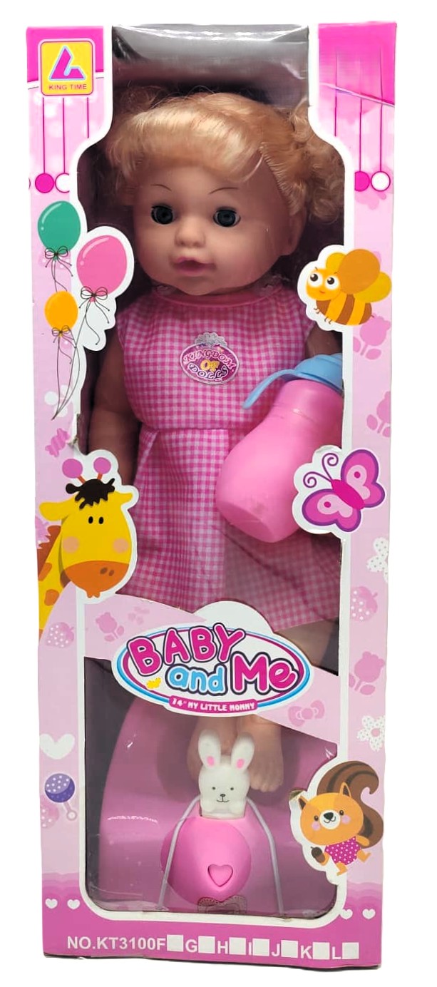King Time Baby and Me 14-Inch Interactive Drink & Wet Doll – Pink Plaid Dress with Musical Bunny Potty and Bottle 1 King Time Baby and Me 14-Inch Interactive Drink & Wet Doll – Pink Plaid Dress with Musical Bunny Potty and Bottle
