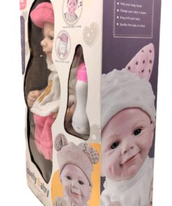 Alternative view of LETLONY Lovely Baby 'Dress & Play' Nurturing Doll – Open-Eyes Edition with Pink Fuzzy Bear Outfit, Hat, and Feeding Bottle
