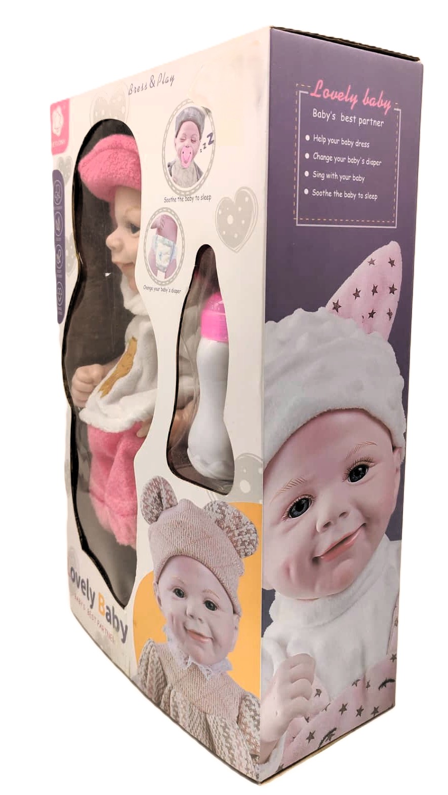 LETLONY Lovely Baby 'Dress & Play' Nurturing Doll – Open-Eyes Edition with Pink Fuzzy Bear Outfit, Hat, and Feeding Bottle 2 LETLONY Lovely Baby 'Dress & Play' Nurturing Doll – Open-Eyes Edition with Pink Fuzzy Bear Outfit, Hat, and Feeding Bottle - Image 2