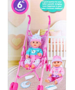 Alternative view of Zofflng Sweet Baby Doll Playset – Interactive 6-Function Nurturing Doll with Pink Toy Stroller, Feeding Bottle, and Diaper