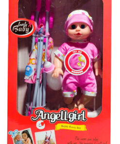Angellgirl Lovely Baby Playset – Interactive Drink & Wet Doll with Toy Stroller, Feeding Bottle, and Pink Bear Outfit