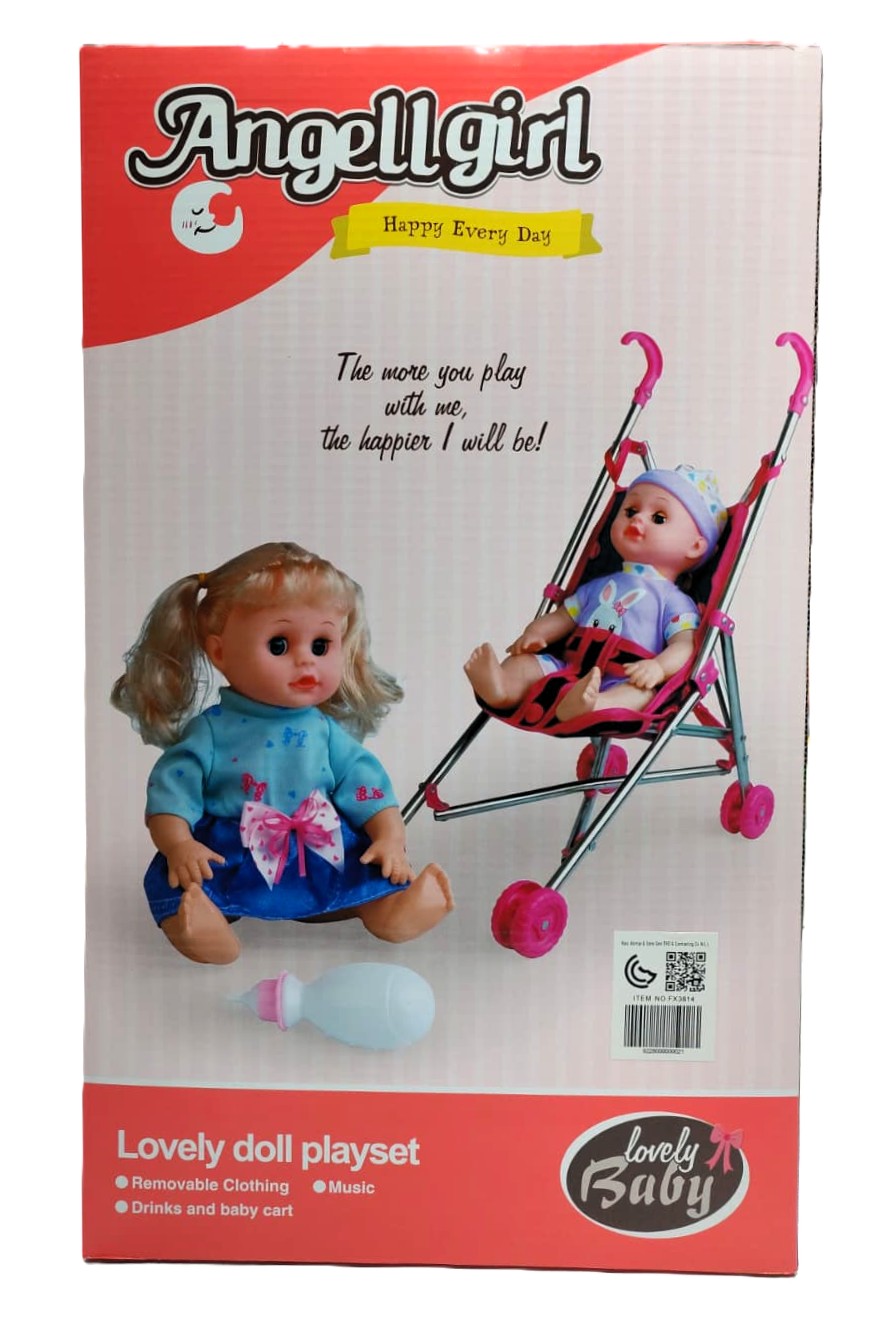 Angellgirl Lovely Baby Playset – Interactive Drink & Wet Doll with Toy Stroller, Feeding Bottle, and Pink Bear Outfit 4 Angellgirl Lovely Baby Playset – Interactive Drink & Wet Doll with Toy Stroller, Feeding Bottle, and Pink Bear Outfit - Image 4