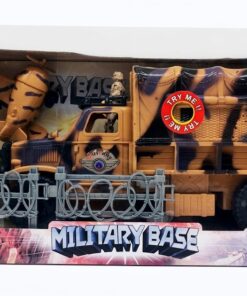 Elite Military Force Desert Logistic Transporter Playset – Heavy-Duty Army Cargo Truck with Strategic Concertina Razor Wire Barricades, Recon Plane & Articulated Commandos
