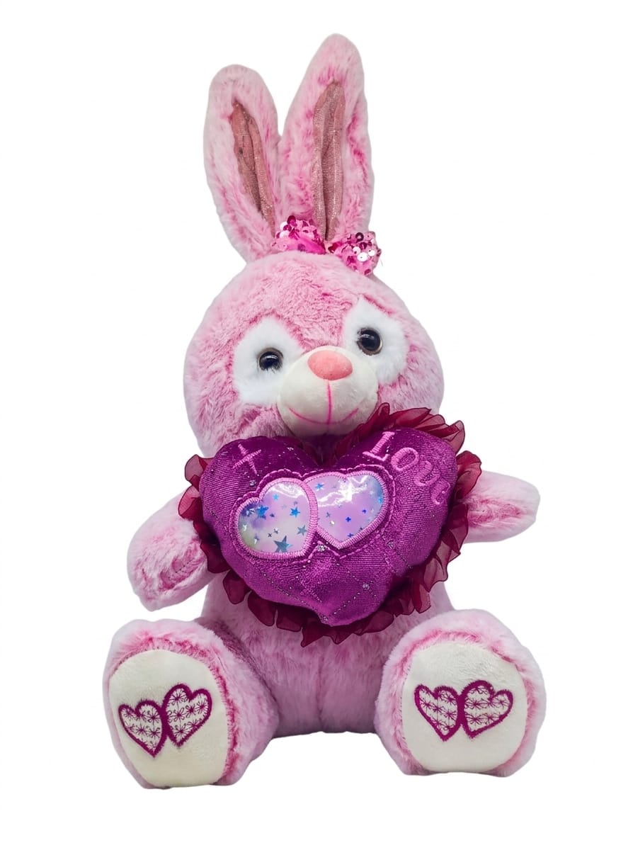 30 cm Plush Rabbit with "Love" Heart Cushion 3 30 cm Plush Rabbit with "Love" Heart Cushion - Image 3