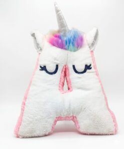 Enchanting Unicorn-Themed Letter "A" Plush Cushion