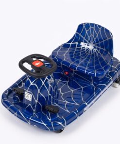 Crazy Car Drift Fun electric ride-on car for kids in spider-web design with LED lights and steering wheel