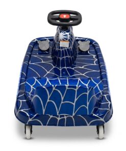 Crazy Car Drift Fun electric ride-on car for kids in spider-web design with LED lights and steering wheel