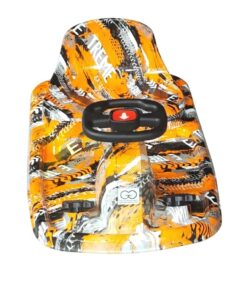 Crazy Car Drift Fun electric ride-on car for kids in spider-web design with LED lights and steering wheel