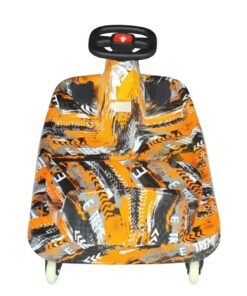 Crazy Car Drift Fun electric ride-on car for kids in spider-web design with LED lights and steering wheel