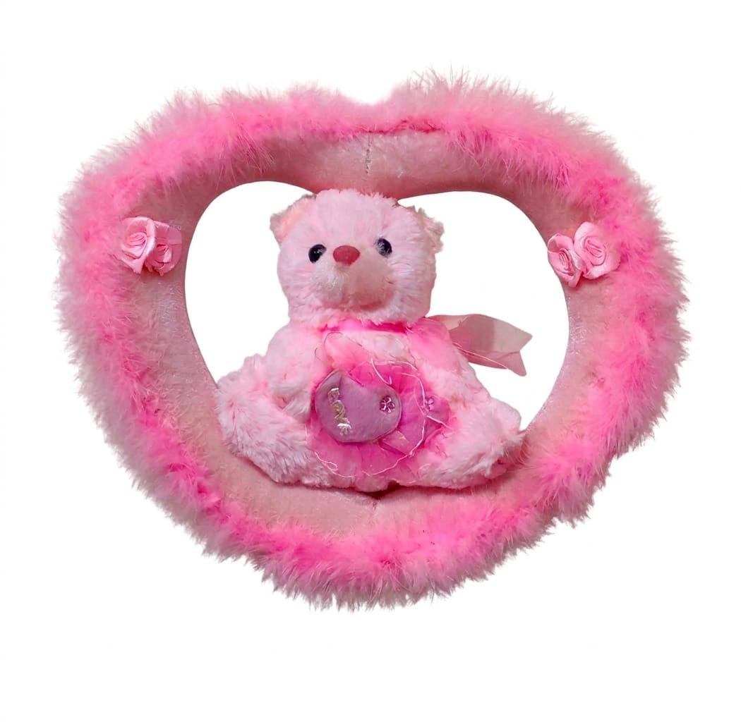 Plush Bear in Heart-Shaped Wreath 1 Plush Bear in Heart-Shaped Wreath