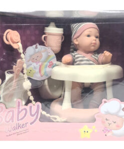 Wandalong 9-Inch Baby Walker Imitation Toy Playset – Vinyl Doll with Potty, Feeding Set, and Pacifier (Item NO: W6912A)