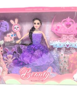 Beauty Happy Partner Fashion Doll Playset – Articulated Doll in Purple Gown with Extra Dresses, Tiara, and Styling Accessories (Item No. MY3202)